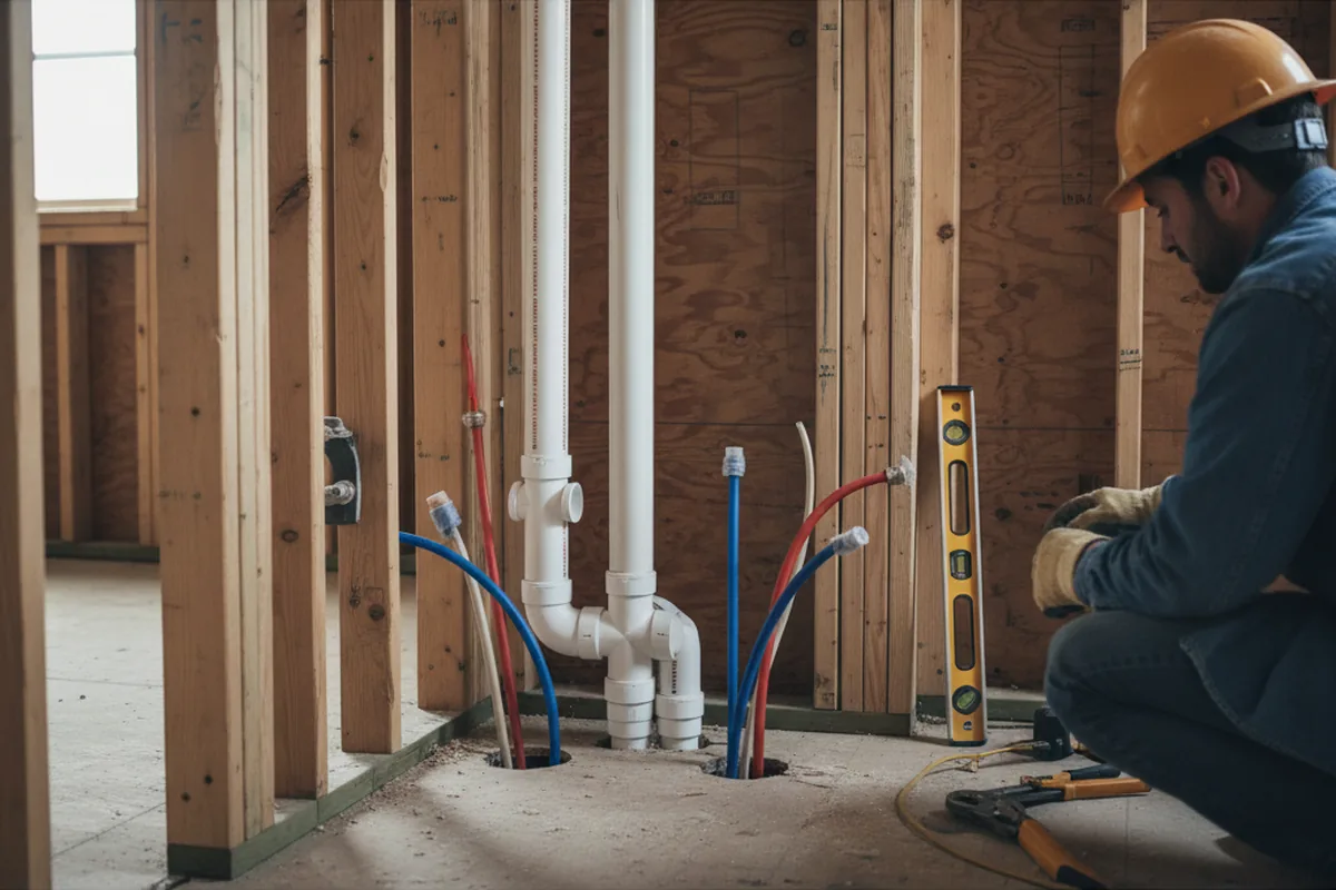 Drain and supply rough-in during Drain Cleaning in McIntyre