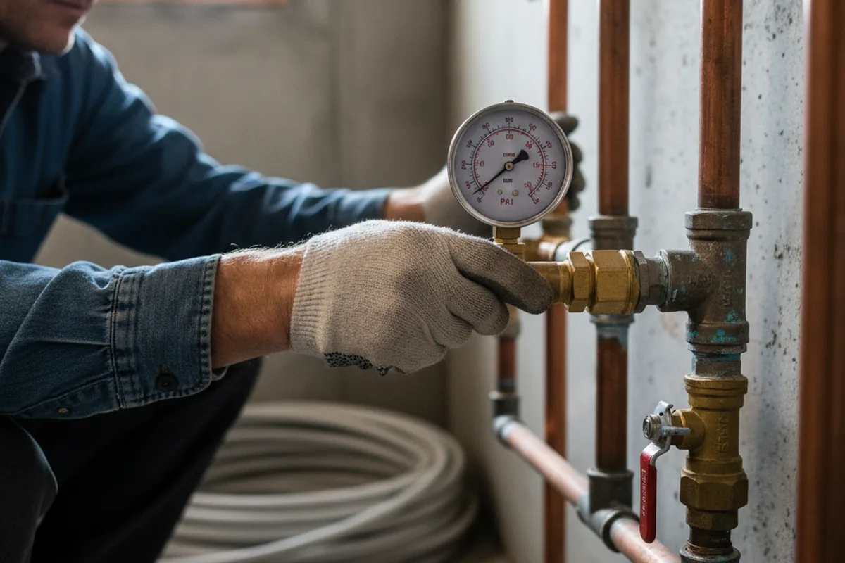 Pressure testing a repaired line during Water Line Repair in McIntyre